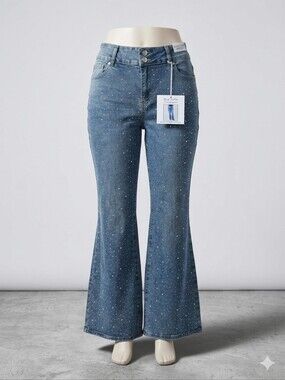 Blue Turtle NWT Rhinestone Blast Bootcut Jeans,  Size 18 Or 20